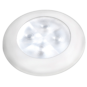 HELLA MARINE SLIM LINE LED 'ENHANCED BRIGHTNESS' ROUND COURTESY LAMP, WHITE LED, WHITE PLASTIC BEZEL, 12V