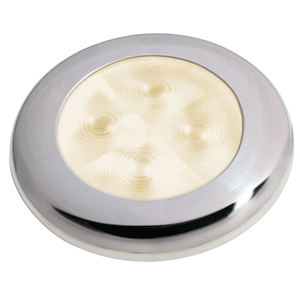 HELLA MARINE SLIM LINE LED 'ENHANCED BRIGHTNESS' ROUND COURTESY LAMP, WARM WHITE LED, STAINLESS STEEL BEZEL, 12V