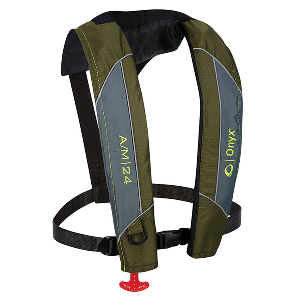 ONYX A/M-24 AUTOMATIC/MANUAL INFLATABLE PFD LIFE JACKET, GREEN