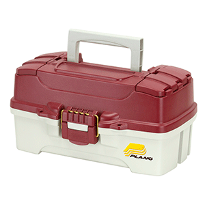 PLANO 1-TRAY TACKLE BOX W/DUEL TOP ACCESS, RED METALLIC/OFF WHITE