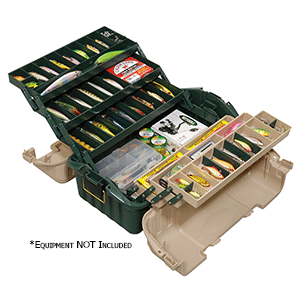 PLANO HIP ROOF TACKLE BOX W/6-TRAYS, GREEN/SANDSTONE