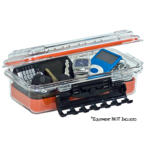 PLANO WATERPROOF POLYCARBONATE STORAGE BOX, 3500 SIZE, ORANGE/CLEAR