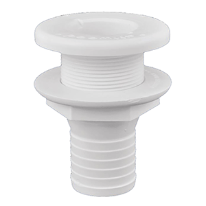 ATTWOOD PLASTIC THRU-HULL FITTING, 1-1/2", WHITE