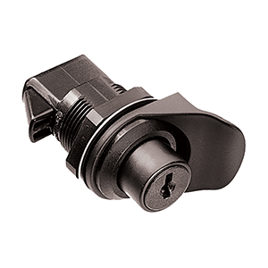 SOUTHCO KEYLOCKING FLUSH/KNOB LATCH, BLACK PLASTIC