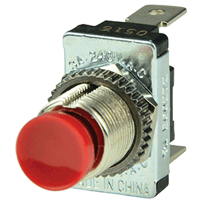 BEP RED SPST MOMENTARY CONTACT SWITCH, OFF/(ON)
