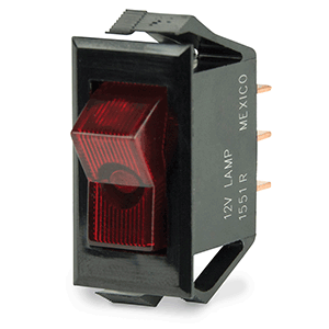 BEP ILLUMINATED SPST ROCKER SWITCH, RED LED, 12V, OFF/ON