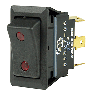 BEP SPDT ROCKER SWITCH, 2-LEDS, 12V/24V, ON/OFF/ON