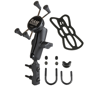 RAM MOUNT COMBINATION BRAKE/CLUTCH RESERVOIR U-BOLT MOUNT W/UNIVERSAL X-GRIP CELL/IPHONE CRADLE