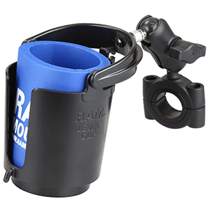 RAM MOUNT TORQUE 1-1/8", 1-1/2" DIAMETER HANDLEBAR/RAIL BASE W/B SIZE 1" BALL, SHORT ARM & LEVEL CUP
