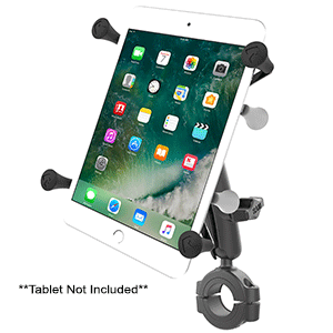 RAM MOUNT RAM TORQUE 1 1/8", 1 1/2" DIAMETER HANDLEBAR/RAIL BASE WITH 1" BALL, MEDIUM ARM AND X-GRIP f/7-8" TABLETS