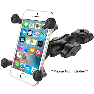 RAM MOUNT RAM TORQUE 3/8", 5/8" DIAMETER MINI RAIL BASE WITH 1" BALL, SHORT ARM AND X-GRIP f/PHONES