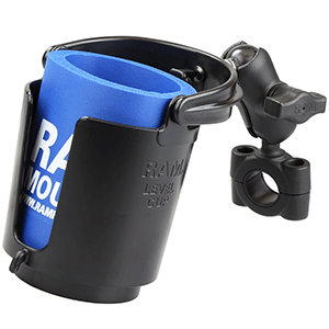 RAM MOUNT RAM TORQUE 3/4", 1" DIAMETER HANDLEBAR/RAIL BASE WITH 1" BALL, SHORT ARM AND LEVEL CUP