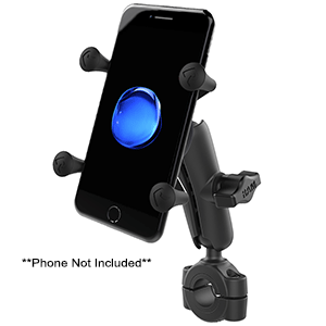 RAM MOUNT RAM TORQUE 3/4", 1" DIAMETER HANDLEBAR/RAIL BASE W/1" BALL, MEDIUM ARM & X-GRIP F/PHONES