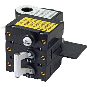 BLUE SEA A-SERIES ELCI MAIN CIRCUIT BREAKER, DOUBLE POLE 120V AC 30A