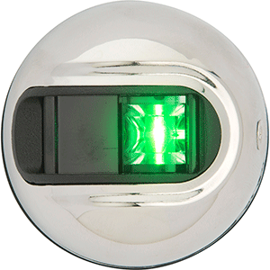 ATTWOOD LIGHTARMOR VERTICAL SURFACE MOUNT NAVIGATION LIGHT, STARBOARD (GREEN), SS, 2NM