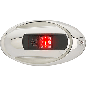 ATTWOOD LIGHTARMOR VERTICAL SURFACE MOUNT NAVIGATION LIGHT, OVAL, PORT (RED), SS, 2NM