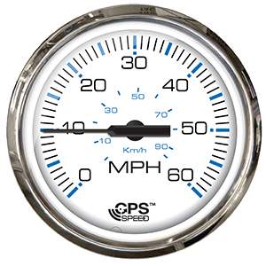 FARIA CHESAPEAKE WHITE SS 4" STUDDED SPEEDOMETER, 60MPH (GPS)
