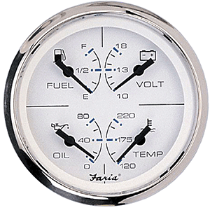 FARIA CHESAPEAKE WHITE SS 4" MULTIFUNCTION GAUGE