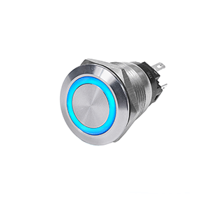 BLUE SEA 4160 SS PUSH BUTTON SWITCH, OFF-ON, BLUE, 10A
