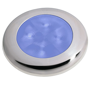 HELLA MARINE POLISHED STAINLESS STEEL RIM LED COURTESY LAMP, BLUE