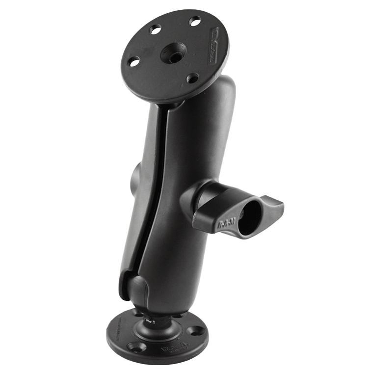 RAM MOUNT D SIZE 2.25" BALL MOUNT W/2, 3.68" ROUND PLATE & MEDIUM LENGTH DOUBLE SOCKET ARM