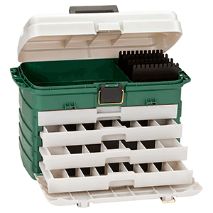 PLANO 4-DRAWER TACKLE BOX, GREEN METALLIC/SILVER