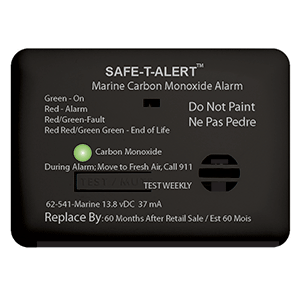 SAFE-T-ALERT 62 SERIES CARBON MONOXIDE ALARM, 12V, 62-541-MARINE, SURFACE MOUNT, BLACK