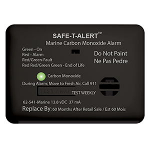 SAFE-T-ALERT 62 SERIES CARBON MONOXIDE ALARM W/RELAY, 12V, 62-541-R-MARINE, SURFACE MOUNT, BLACK