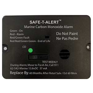 SAFE-T-ALERT 62 SERIES CARBON MONOXIDE ALARM W/RELAY, 12V, 62-542-R-MARINE, FLUSH MOUNT, BLACK
