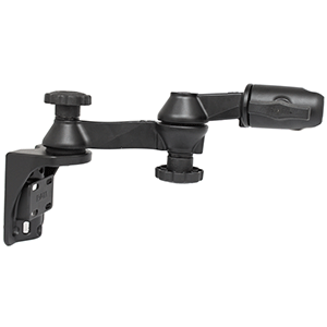 RAM MOUNT VERTICAL MOUNTING BASE W/DOUBLE 6" SWING ARM & SWIVEL SINGLE SOCKET F/1.5" BALLS