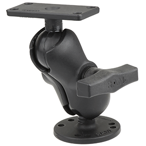 RAM MOUNT 1.5" BALL MOUNT W/2.5" ROUND BASE, SHORT ARM & 1.5" X 3" PLATE F/HUMMINBIRD HELIX 5 ONLY