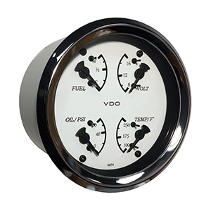 VDO COCKPIT MARINE 85MM (3-3/8") 4 IN 1 GAUGE, WHITE DIAL/BEZEL