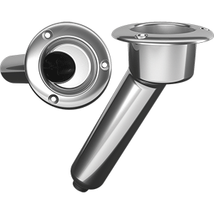 MATE SERIES STAINLESS STEEL 30-DEG ROD & CUP HOLDER, DRAIN, ROUND TOP