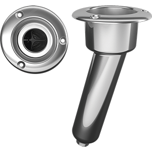 MATE SERIES STAINLESS STEEL 15-DEG ROD & CUP HOLDER, DRAIN, ROUND TOP