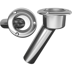 MATE SERIES STAINLESS STEEL 30-DEG ROD & CUP HOLDER, OPEN, ROUND TOP