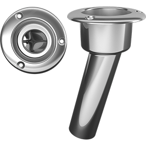 MATE SERIES STAINLESS STEEL 15-DEG ROD & CUP HOLDER, OPEN, ROUND TOP