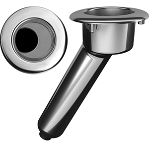 MATE SERIES ELITE SCREWLESS STAINLESS STEEL 30-DEG ROD & CUP HOLDER, DRAIN, ROUND TOP