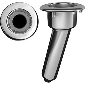 MATE SERIES ELITE SCREWLESS STAINLESS STEEL 15-DEG ROD & CUP HOLDER, DRAIN, ROUND TOP