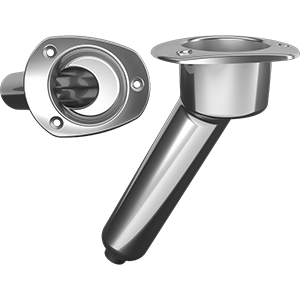 MATE SERIES STAINLESS STEEL 30-DEG ROD & CUP HOLDER, DRAIN, OVAL TOP