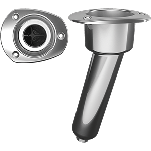 MATE SERIES STAINLESS STEEL 15-DEG ROD & CUP HOLDER, DRAIN, OVAL TOP