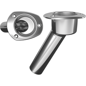 MATE SERIES STAINLESS STEEL 30-DEG ROD & CUP HOLDER, OPEN, OVAL TOP