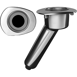 MATE SERIES ELITE SCREWLESS STAINLESS STEEL 30-DEG ROD & CUP HOLDER, DRAIN, OVAL TOP