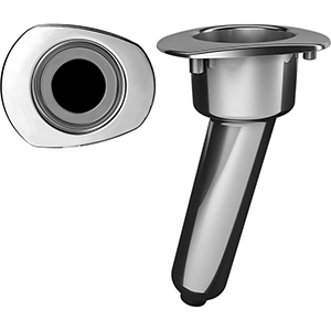 MATE SERIES ELITE SCREWLESS STAINLESS STEEL 15-DEG ROD & CUP HOLDER, DRAIN, OVAL TOP