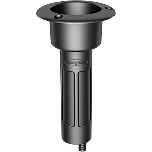 MATE SERIES PLASTIC 0-DEG ROD & CUP HOLDER, DRAIN, ROUND TOP, BLACK