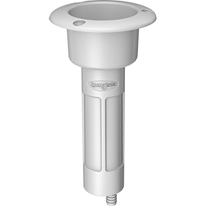MATE SERIES PLASTIC 0-DEG ROD & CUP HOLDER, DRAIN, ROUND TOP, WHITE