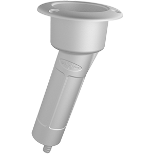 MATE SERIES PLASTIC 15-DEG ROD & CUP HOLDER, DRAIN, ROUND TOP, WHITE