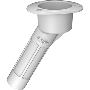 MATE SERIES PLASTIC 30-DEG ROD & CUP HOLDER, OPEN, OVAL TOP, WHITE