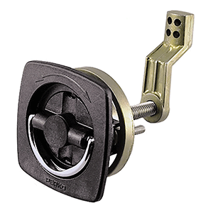 PERKO FLUSH LATCH, NON-LOCKING, 2.5" X 2.5" W/OFFSET CAM BAR & FLEXIBLE POLYMER STRIKE