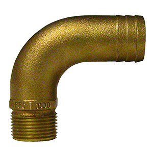 GROCO 1" NPT X 1-1/4" ID BRONZE FULL FLOW 90-DEG ELBOW PIPE TO HOSE FITTING