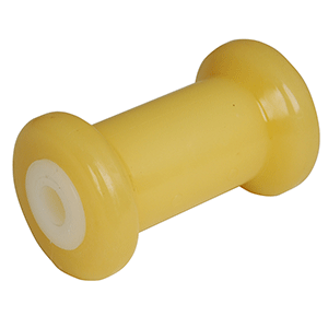 CE SMITH SPOOL ROLLER 5", 5/8" ID, GOLD TPR W/BUSHING WHITE SOLID